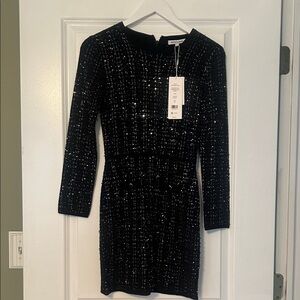 Veronica Beard Black Sequin Long Sleeve Dress